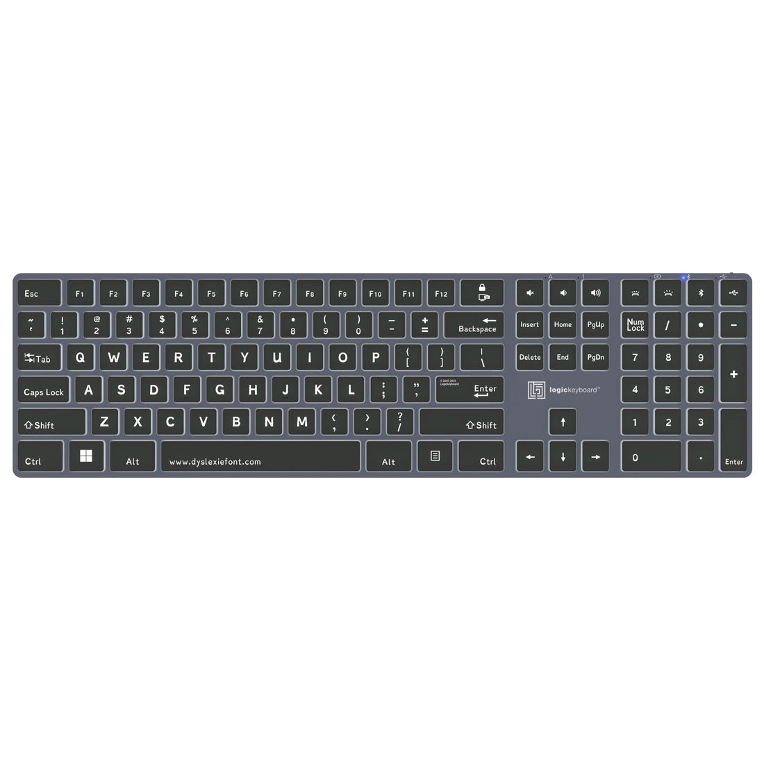 LogicKeyboard Dyslexie keyboard TITAN PC US layout, ergonomic design with colorful keys for easier reading and typing. – image 1