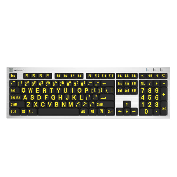 LogicKeyboard XLPrint PC Slim Line Yellow on Black US – image 1