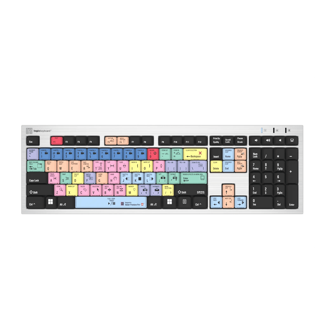 LogicKeyboard Adobe Premiere Pro CC Silver Slimline Keyboard for PC (US) - Coremicro – image 1