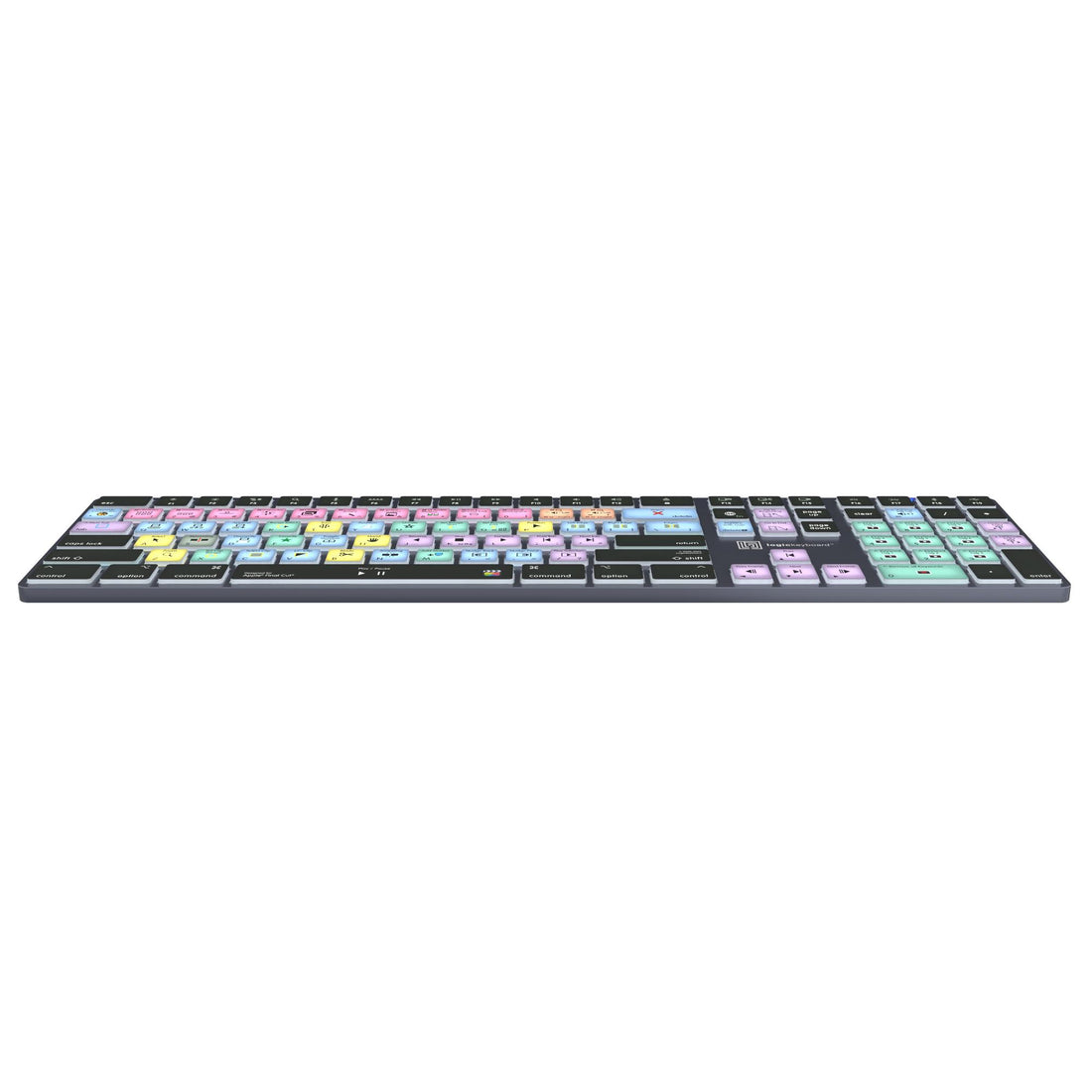 LogicKeyboard Apple Final Cut Pro X TITAN Mac US keyboard viewed from bottom perspective, showing key layout and branding. – image 5