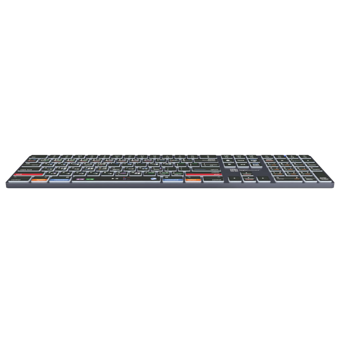 LogicKeyboard MakeMusic Finale TITAN Mac US keyboard, bottom perspective showing key layout and brand logo. – image 5