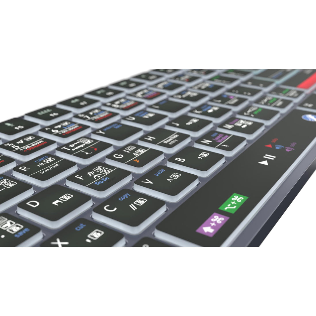 LogicKeyboard MakeMusic Finale TITAN Mac US keyboard with close-up view of keys and sleek design for music production. – image 3