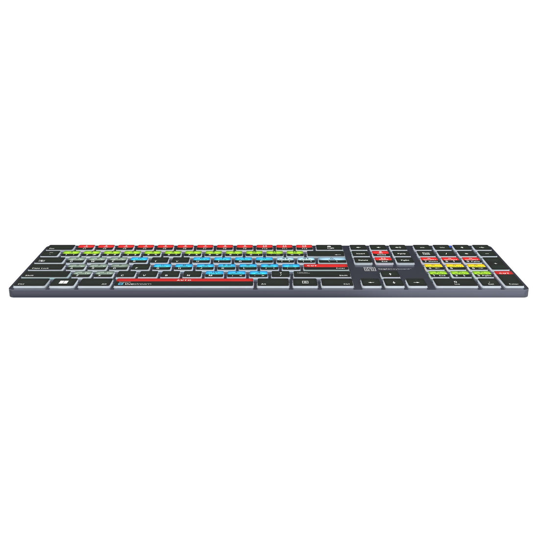 Bottom view of LogicKeyboard Vimeo Livestream TITAN PC US keyboard showing key layout and branding. – image 5