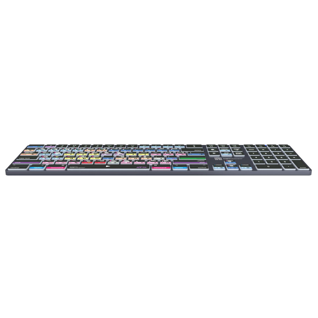 LogicKeyboard Avid Media Composer Pro TITAN Mac US keyboard seen from bottom perspective, showing key layout and branding. – image 5