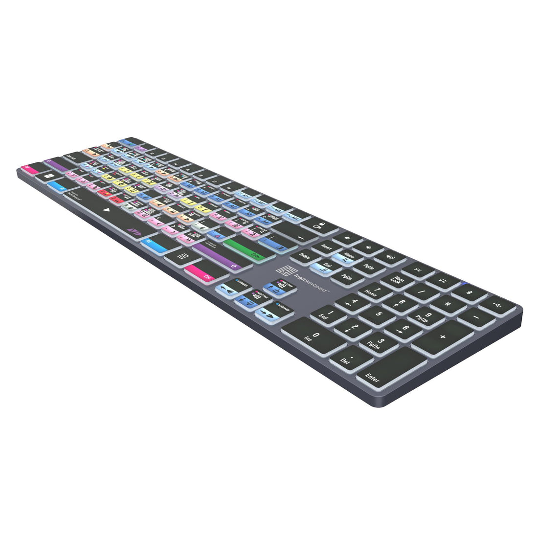 LogicKeyboard Avid Media Composer Pro keyboard showing a right-side perspective view with labeled keys and sleek black design. – image 4