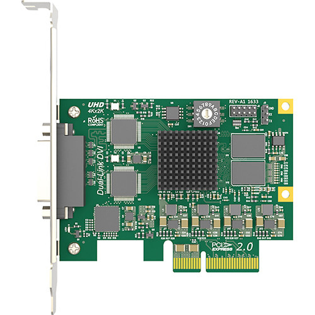 Magewell Pro Capture DVI 4K Dual-Link PCIe video capture card shown from a top view with ports and branding visible. – image 2