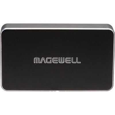 Magewell USB Capture HDMI Plus device showing front view, compact video capture device with HDMI input and USB output for 1080p60 recording
