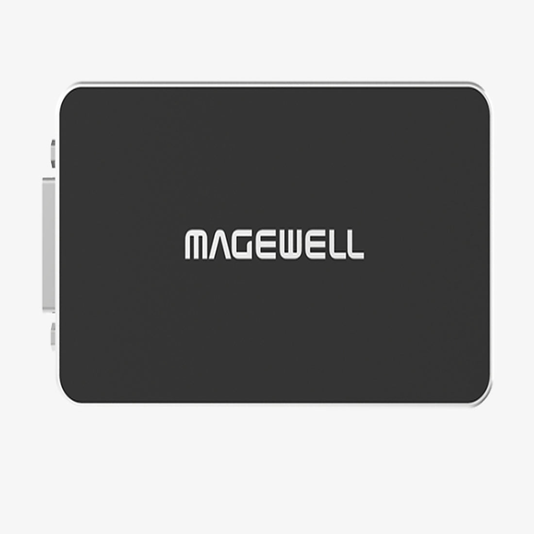 Magewell USB Capture DVI Plus device with DVI and HDMI ports for 1080p60 video capture, shown from a top view. – image 3