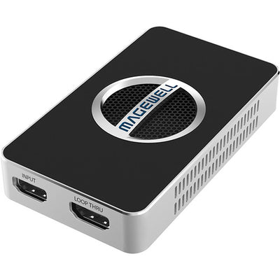 Magewell USB Capture HDMI 4K Plus device for high-resolution video capture, featuring HDMI input and USB output for streaming.