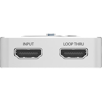 Magewell USB Capture HDMI 4K Plus device showing left port and HDMI input port for high-resolution video capture.