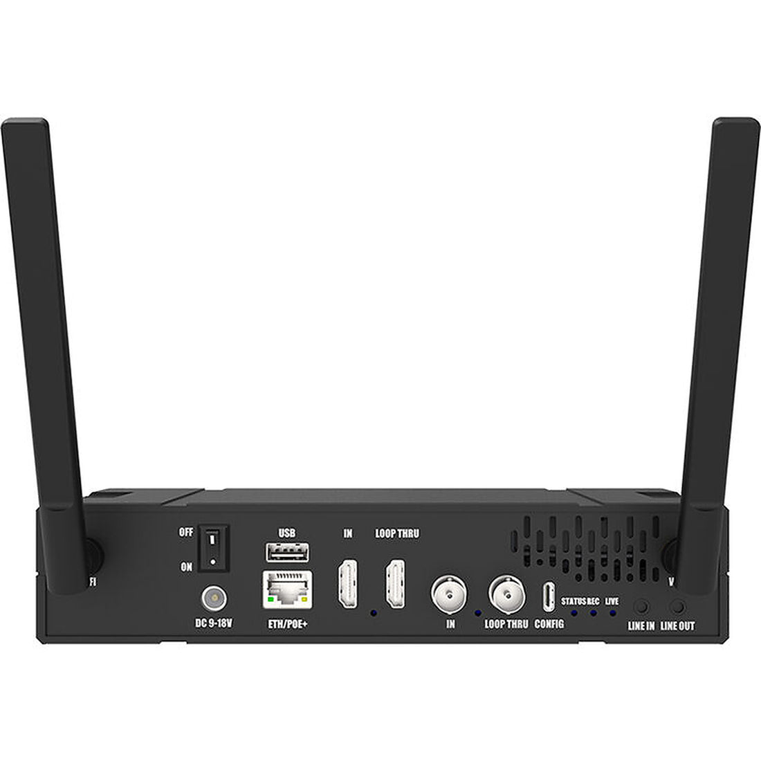 Rear view of Magewell Ultra Encode AIO 4K HDMI SDI streaming encoder and recorder showing input ports and connection interfaces. – image 2