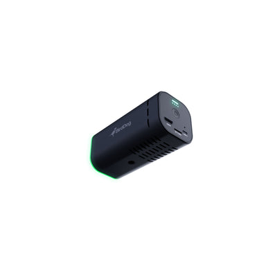 BirdDog MAKI Live power adapter with green indicator light on a white background