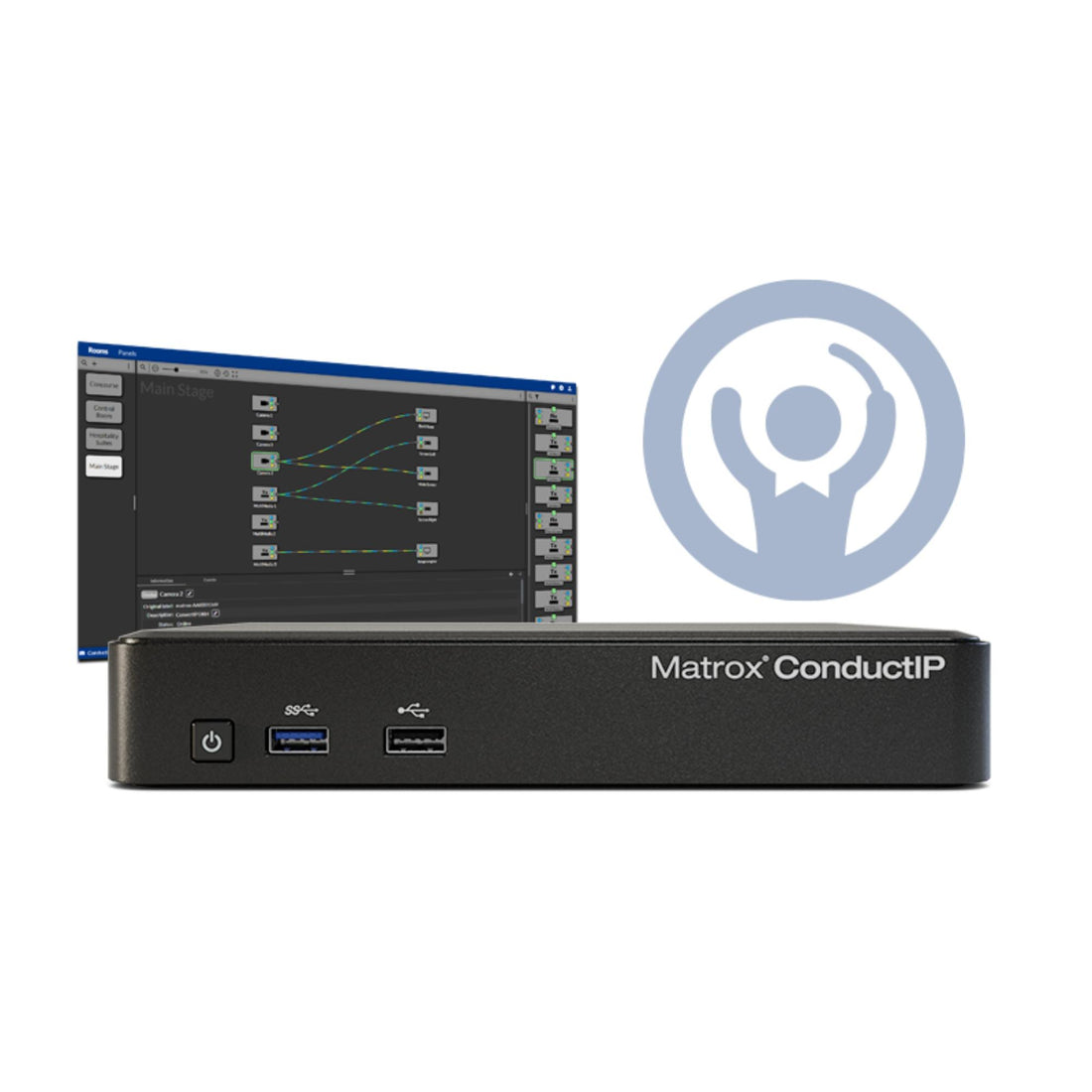 Matrox ConductIP Video Router with multiple input and output ports, featuring professional-grade media routing technology. – image 1