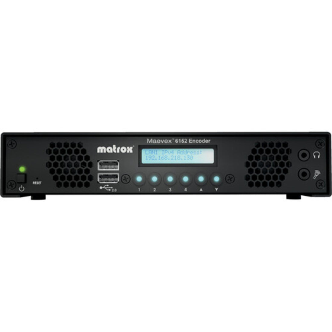 Matrox Maevex 6152 Quad 4K Enterprise Encoder signal converter with multiple input and output ports on a professional device – image 2
