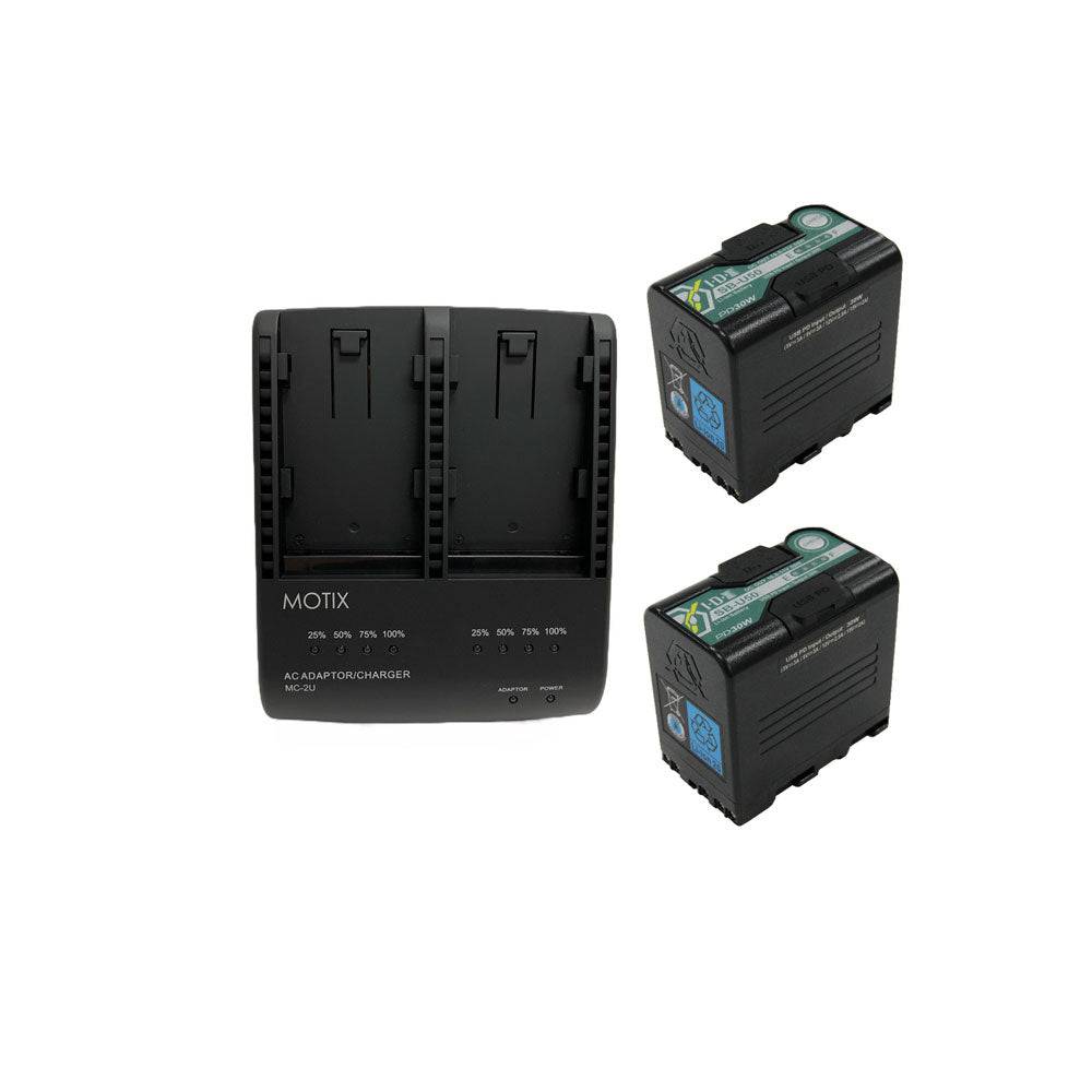 IDX System MC-2U50 PD battery kit with two Sony SB-U50 batteries and charger for professional video cameras. – image 1