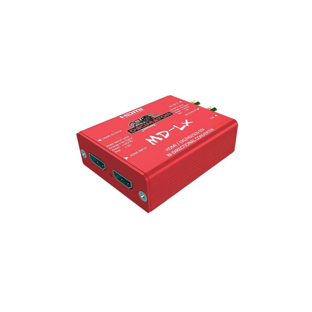 Decimator Design MD-LX bi-directional HDMI and SDI video converter showing ports on the device. – image 2