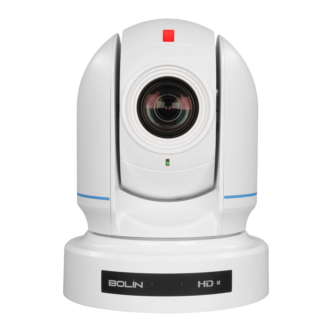 Bolin N7-220X full HD NDI HX3 PTZ camera with 20x zoom, HDMI, 3G-SDI in white, showing front view with lens and control panel. – image 4