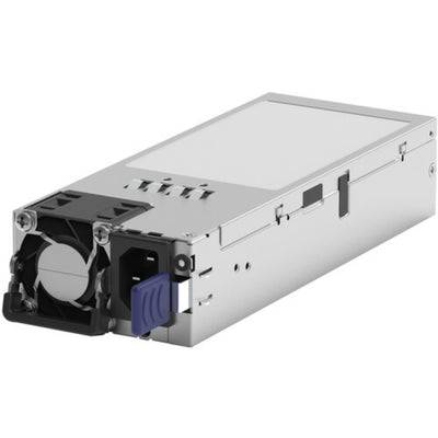 Rear left isometric view of Netgear APS2000Wv2 2000W modular power supply unit for M4350 series network switches.