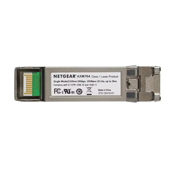 Netgear AXM764 10GBASE-LR Lite SFP+ transceiver module shown from top view, designed for high-speed network connections. – image 1