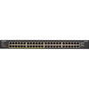 Front view of the Netgear GS348PP 48-port Gigabit PoE+ unmanaged network switch with multiple Ethernet ports and indicator lights.