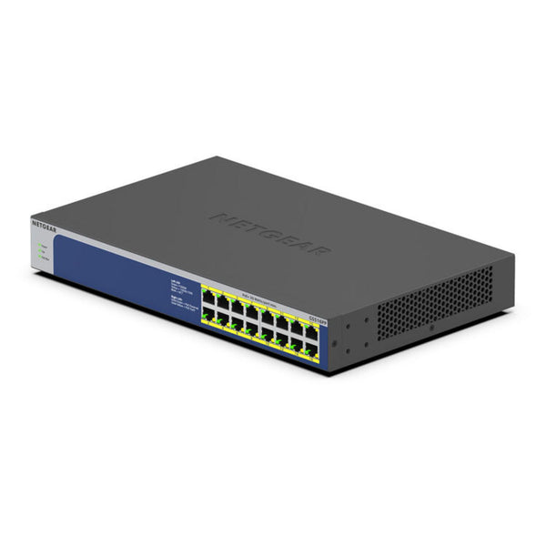 Front right view of the Netgear GS516PP 16-port Gigabit Ethernet unmanaged switch with high-power PoE+ ports. – image 3