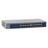 Netgear 24-port Gigabit Ethernet unmanaged switch shown from front right isometric view, with multiple Ethernet ports visible.