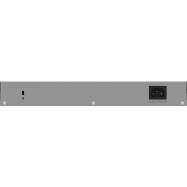 Rear view of Netgear 24-port Gigabit Ethernet unmanaged network switch showing ports and LED indicators. – image 6