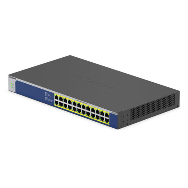 Front right view of the Netgear GS524PP 24-port Gigabit Ethernet unmanaged switch with high-power PoE+ ports. – image 3