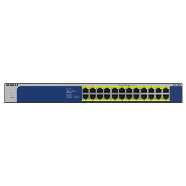 Front view of Netgear GS524PP 24-port Gigabit Ethernet unmanaged switch with high-power PoE+ support. – image 2