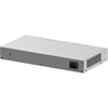 Rear view of Netgear GS724T 24-port Gigabit managed network switch showing ports and connectivity options.