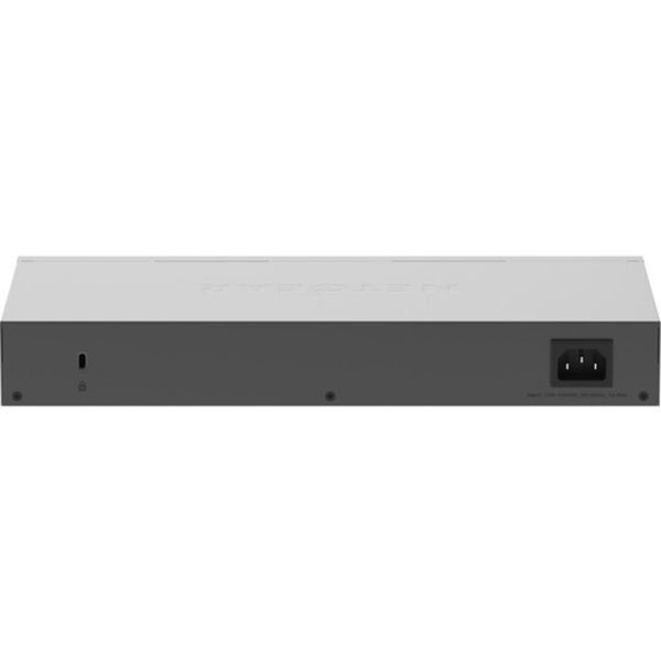 Rear view of the Netgear GS724T 24-port Gigabit managed network switch showing ports and connection interfaces. – image 5
