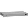 Rear view of Netgear GS728TP 24-port Gigabit PoE+ managed network switch showing ports and ventilation.