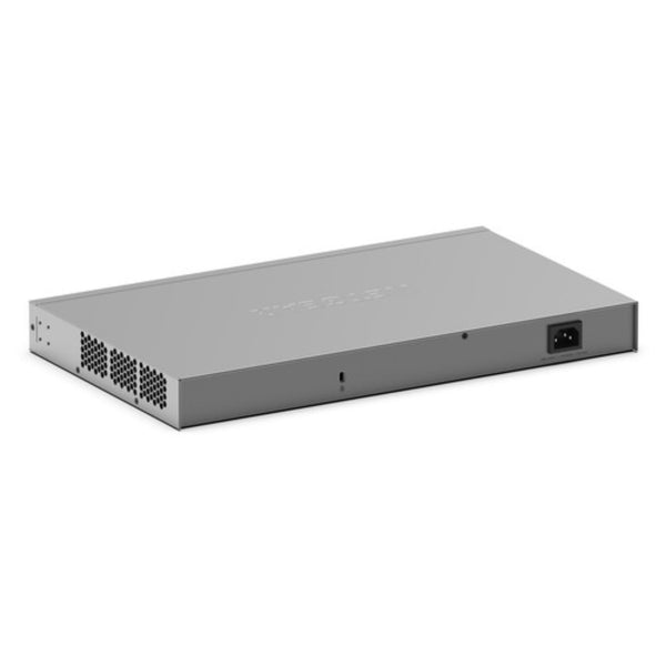 Rear view of Netgear GS748T 48-port Gigabit Ethernet smart switch showing copper/SFP combo and dedicated SFP ports. – image 5