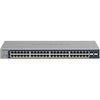 Front view of the Netgear GS752TPPv3 48-port PoE+ managed gigabit network switch with 760W power supply.