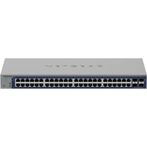 Front view of the Netgear GS752TXv3 48-port Gigabit managed network switch showing ports and LED indicators. – image 1