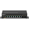 Front top view of Netgear AV Line M4250 GSM4210PX 8-port managed gigabit PoE+ switch with SFP ports and 220W power.