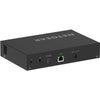 Rear right isometric view of Netgear AV Line M4250 GSM4210PX managed 8-port Gigabit PoE+ AV switch with SFP ports.
