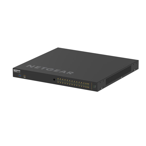 Netgear GSM4230PX managed switch with 24 Gigabit PoE+ ports, 2 Gigabit ports, 4 SFP+ ports, front view, TAA compliant – image 3