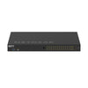 Front view of Netgear M4250-26G4XF-PoE+ managed switch with 24 gigabit ports, SFP+ ports, and PoE+ power supply.