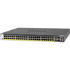 Front left angle view of Netgear M4300-52G-PoE+ managed network switch with 50 ports and SFP+ support.