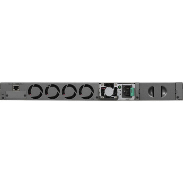 Rear view of Netgear M4300-52G-PoE+ managed network switch with 50 ports, PoE+ support, and SFP+ modules. – image 4