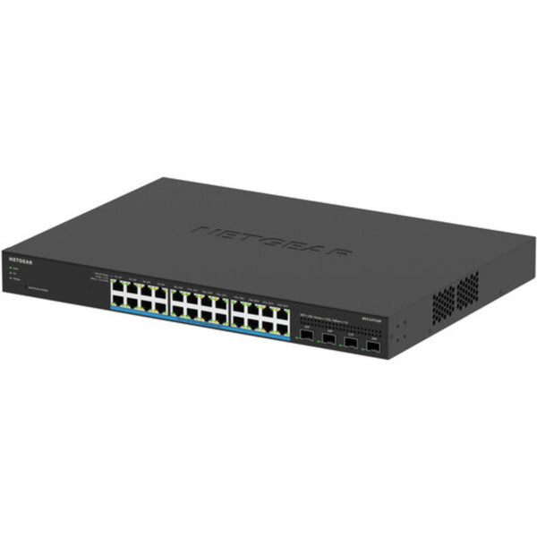 Front right view of Netgear MS324TXUP 24-port managed network switch with 2.5G ports and PoE++ support. – image 3