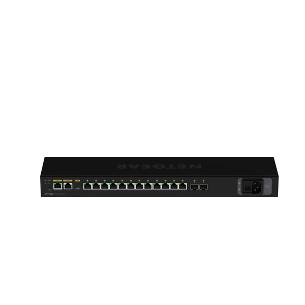 Netgear managed switch model MSM4214X with 12 2.5G ports and 2 SFP+ ports, front view showing ports and LED indicators. – image 1