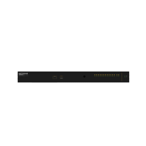 Rear view of Netgear AV Line M4250-12M2XF managed switch with 12 2.5G ports and 2 SFP+ ports, TAA compliant. – image 4
