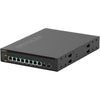 Front left isometric view of Netgear AV Line M4350-8M2V 8-port 2.5G PoE++ managed switch showing ports and LED indicators.