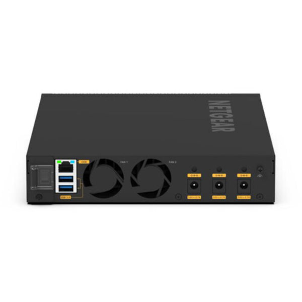 Rear view of Netgear AV Line M4350-8M2V managed switch with 8 ports, 2.5G PoE++ support, and network connectivity features – image 5