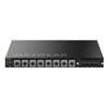 Front view of the Netgear MSM4320 managed switch with 16 2.5G PoE++ ports, Neutrik etherCON connectors, and SFP28 25G ports.