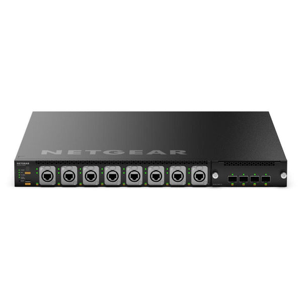 Netgear MSM4320 managed switch with 16 2.5G PoE++ ports, Neutrik etherCON, SFP28 ports, TAA approved, front view. – image 2