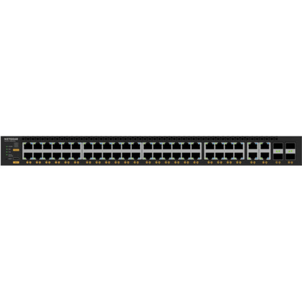 Front view of Netgear M4350-44M4X4V managed network switch with 48 ports, multi-gig PoE++ support, and sleek design. – image 2