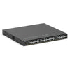 Front right isometric view of Netgear M4350-44M4X4V managed AV network switch with 48 ports and multi-Gig PoE++ support.